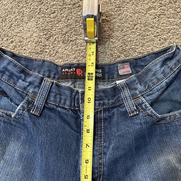 Ariat Jeans Mens 34x34 Blue Denim FR M4 Low Rise Boot Cut Workwear Flame Resist - Picture 5 of 11